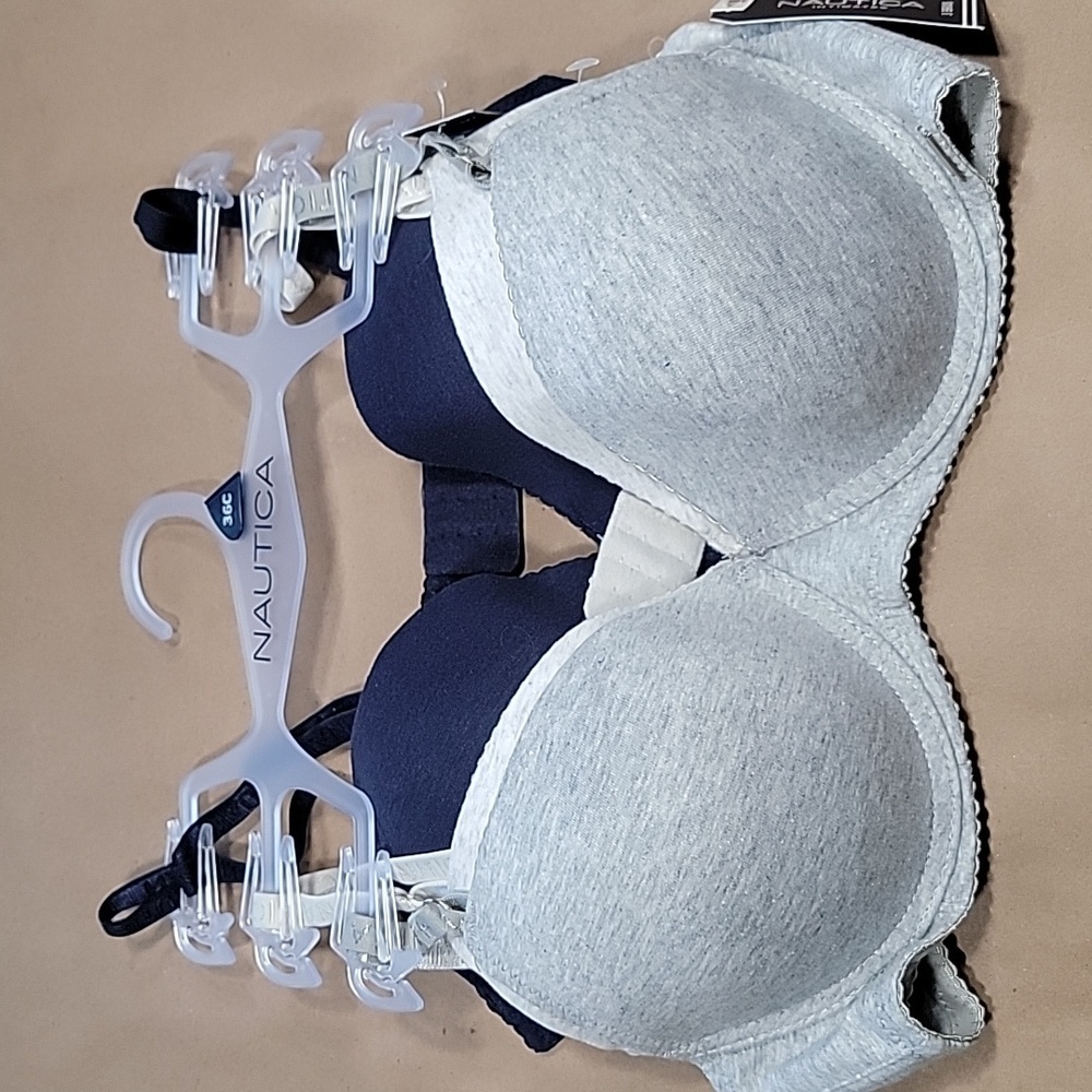 Nautica Size 36C 3-Pack Cotton Blend Underwire Bras NT2935-3PKD, NEW with Tag